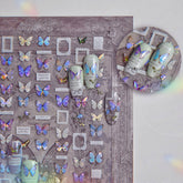 Shiny Blue Butterfly Nail Stickers - Close-up of applied design